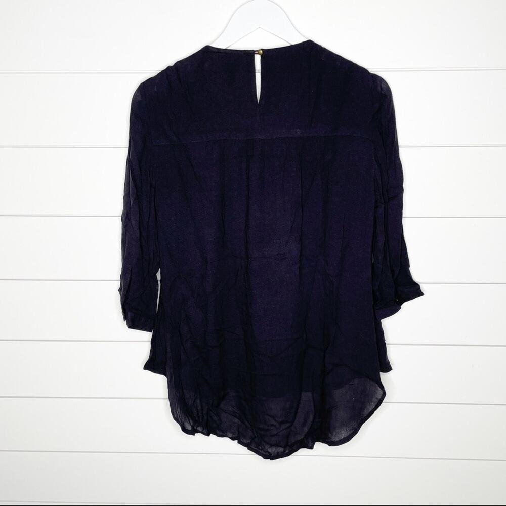 HD In Paris Ari Embellished Embroidered Boho Peasant Tunic Top Black Size 4 - Picture 8 of 11
